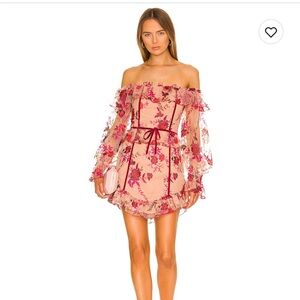 MAJORELLE Fae Mini Dress in Scarlet Vineyard